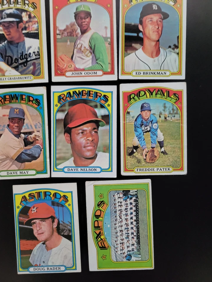 Tarjetas de béisbol 1972 Topps - 8 números altos - con Dave May y Ed Brinkman Foto 3 de 4