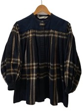 COMME des GARCONS 70 80S Vintage Archive Long Sleeve Blouse No Collar BLK Gather