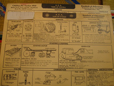 1935 Cadillac 12 Model 370-d-v-12 Series 40.  Aea Tune Up System Card