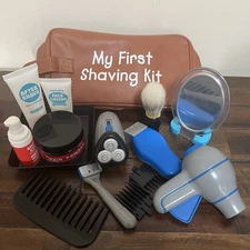 Kids Lakeshore My First Shaving Kit Bag Accessories 15 Pieces Complete Like Dad