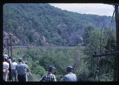 SL22 Slide 1962  Steam Train Railfan Excursion Mountain Crowd 547a