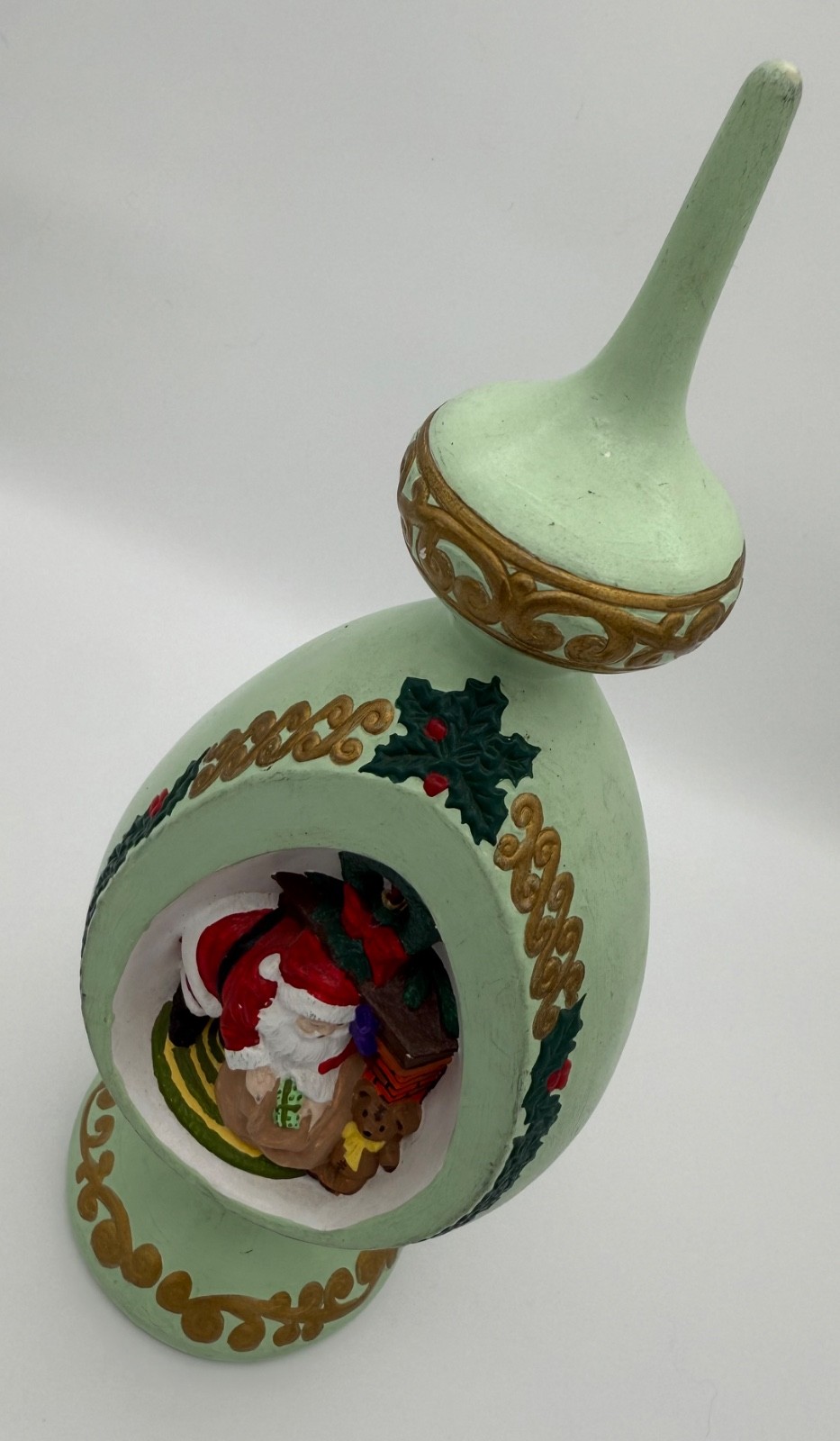 Vintage 1977 Byron Molds Christmas Ceramic Ornate Santa Tree Topper Table Topper