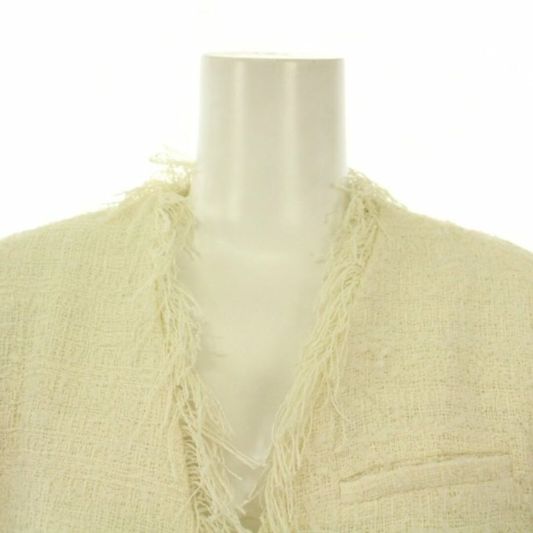 CHANEL Uniform Collarless Jacket Outer Tweed Frin… - image 6