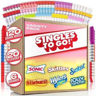 Singles To Go 120ct Bulk Variety Pack - 20 Different Flavors from Skittles So...
