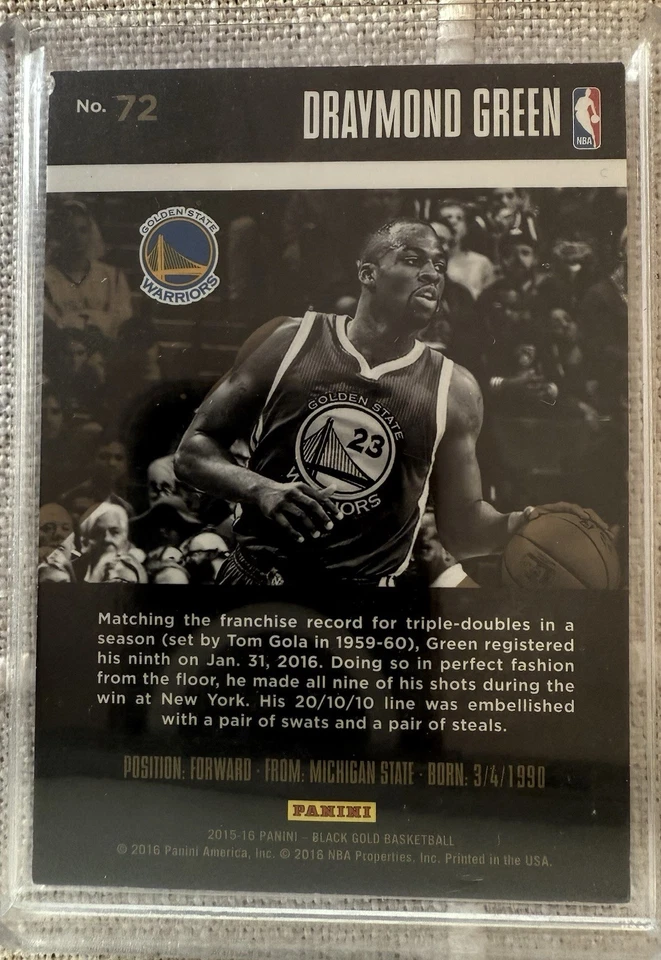 2015-16 Panini Black Gold - Draymond Green #72 Holo Gold Dual Layered - Image 2 of 2