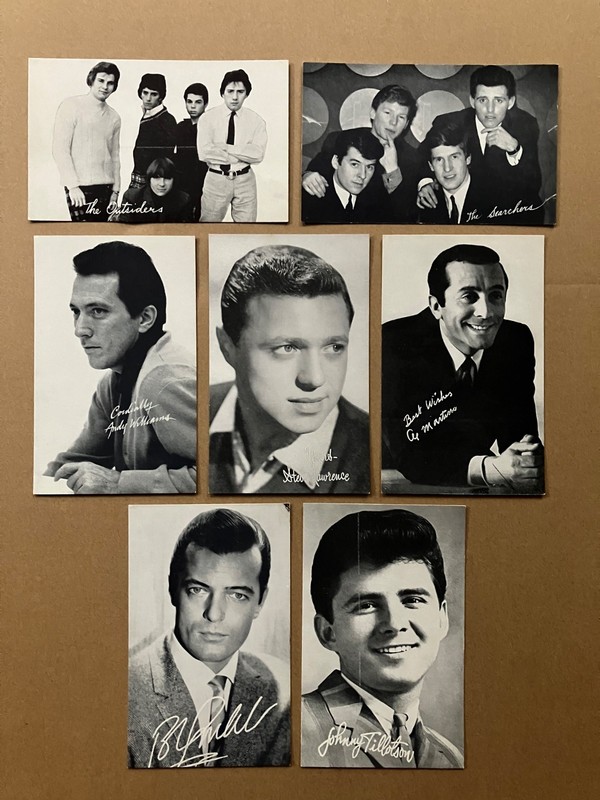 Vintage 1960's Arcade Musician Cards Lot of 7, Outsiders, Searchers, A. Williams