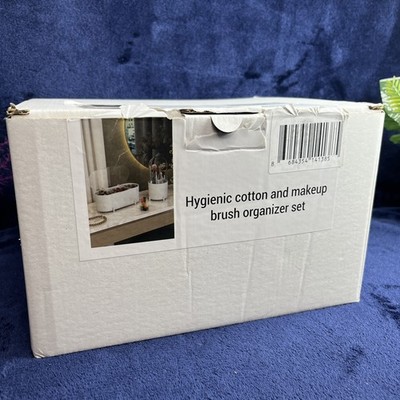 Hygienic Cotton & Makeup Brush Organizer Set - White NOB Bathroom Vanity