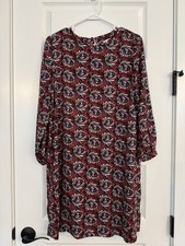LOFT Women's Red Floral Dress, Size Small