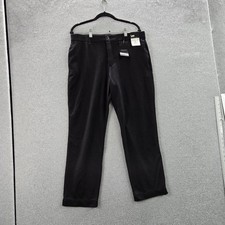Lee Women Pants 14 SHORT Black Nylon Viscose Chino Straight Leg NWT