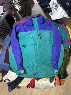 Columbia Teal Purple Black Colorblock Full Zip Stand-Up Men's M Ski Jacket