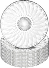 Set of 12 Crystal Glass Salad Plate, 8 Inch round Clear Dessert Plates Restauran