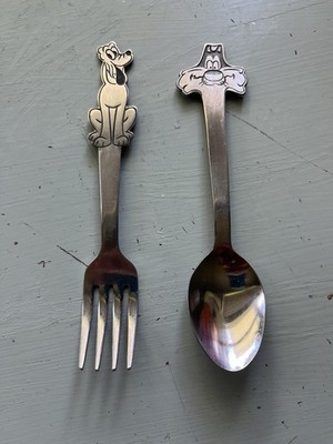 Vintage Disney Bonny Stainless Japan Sylvester & Pluto Fork/Spoon Set Md B