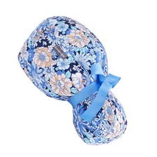 Satin Lined Scrub Cap With Ponytail Hole Buttons Adjustable Nurse Hat Hair