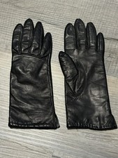 Vintage Women s Size M Black Leather Gloves Great