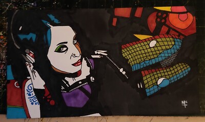 Goth Liebhaber, A4, Zoll Fine Art Papier Tinten Surrealismus, FRAU 