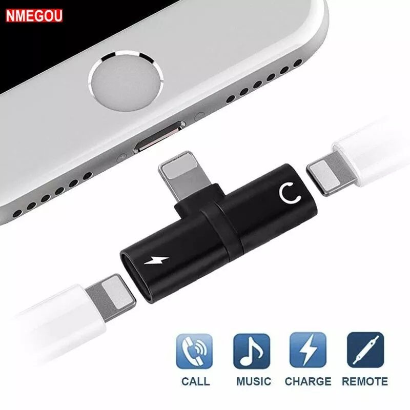 Adaptador Doble Carga Auricular Para iPhone 7 8 Plus X Xs Xr