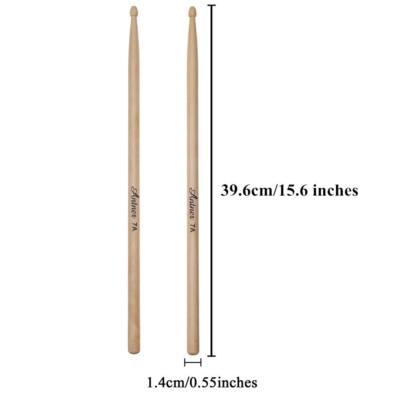 Origlam 2 stuks 7A esdoorn drumsticks, 7A esdoorn drumsticks, 7A hout tip esdoorn drumsticks, esdoornhout drumsticks voor studenten en volwassenen (blauw