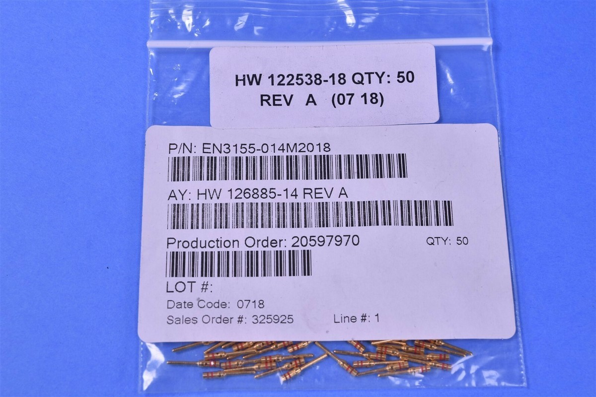 50 Souriau Circular Mil-Spec Contacts P/N: EN3155-014M2018