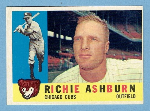 RICHIE ASHBURN 1960 TOPPS CARD #305 NO CREASES CLEAN BACK CHICAGO CUBS NM