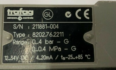TRAFAG Navitrag 8202.76.2211 Pressure Transmitter 0..4 bar G1/2 4..20mA 