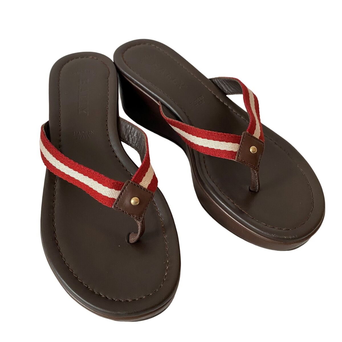 Bally leather thong sandals sherry line US7 good condition Bally leather thong sandals sherry line US7 good condition