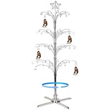 HOHIYA 74 Inch Ornament Display Tree Metal Christmas Stand Rotating Silver 90...