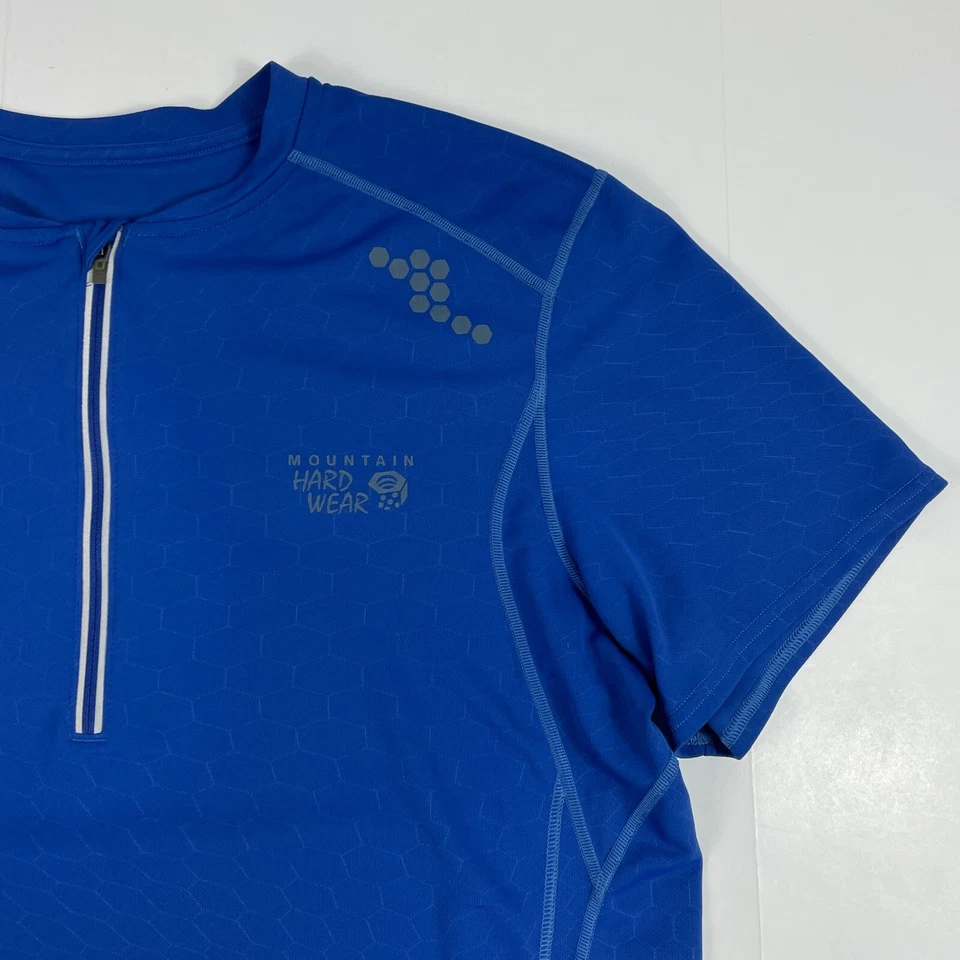 Camiseta deportiva de ciclismo Mountain Hardwear para hombre grande azul 1/4 cremallera manga corta reflectante Foto 3 de 4