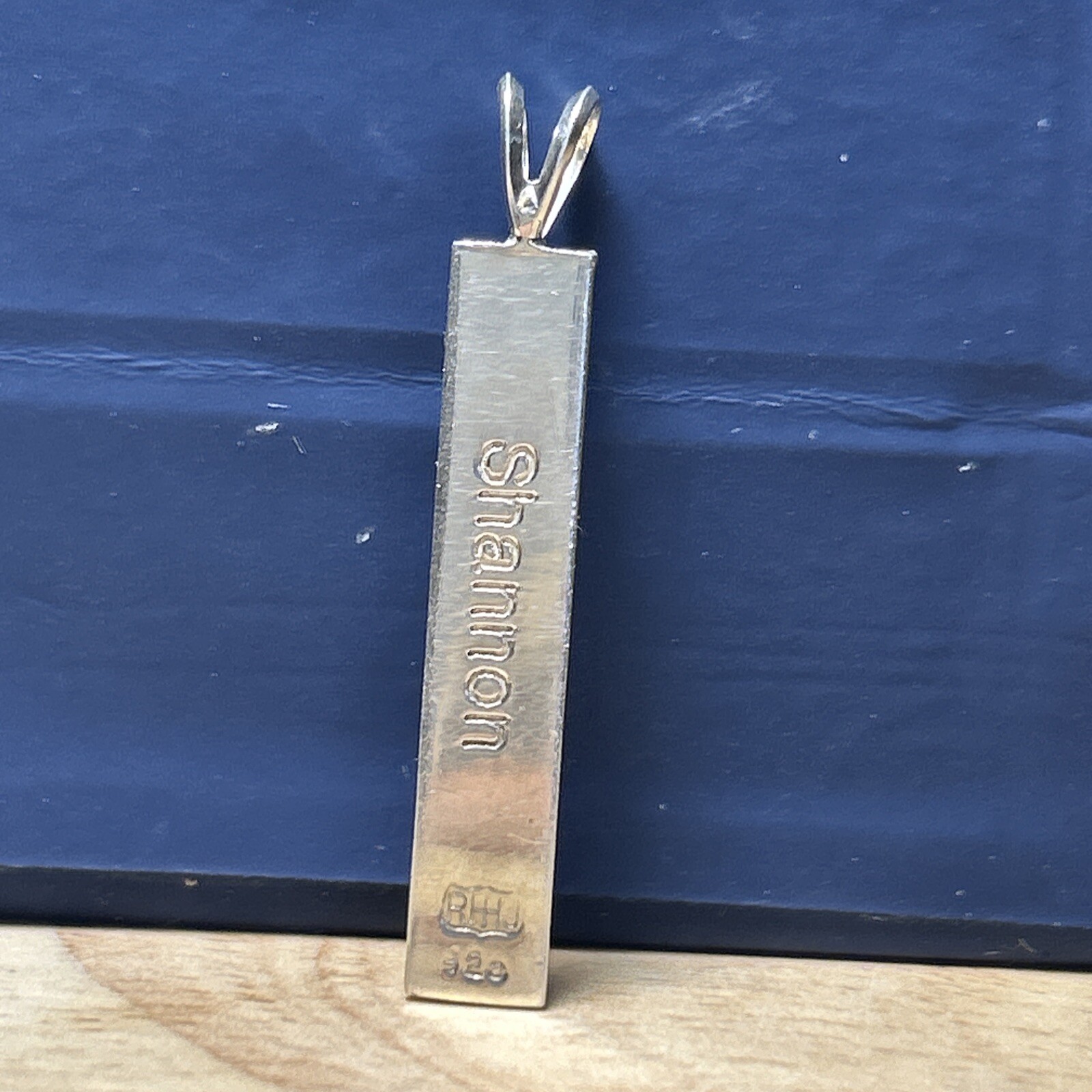 Solid 925 Sterling Silver Vertical Bar Personaliz… - image 2