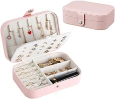 Double Layer Jewelry Box Organizer Case Rings Earrings Necklace Storage Portable