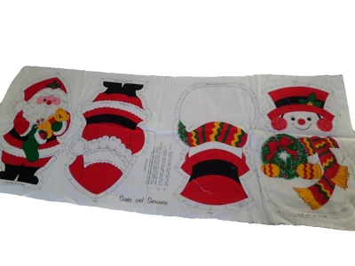 VIP CRANSTON Vtg Santa & Snowmen Cut & Sew Preprinted fabric panels