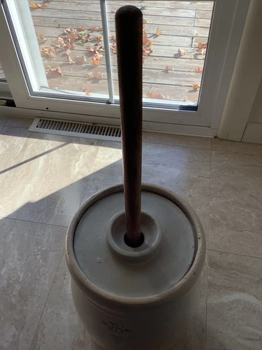 VTG #3  S.P.&S. BUTTER CHURN STONEWARE WHITE HALL, ILLINOIS MAP LOGO & LID - Picture 8 of 10