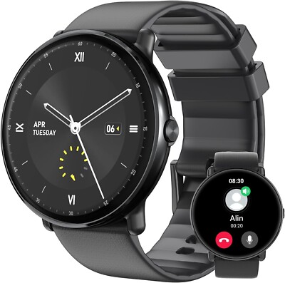 Smartwatch Herren Damen für Android iOS Fitnessuhr Pulsuhr Schrittzähler Schwarz