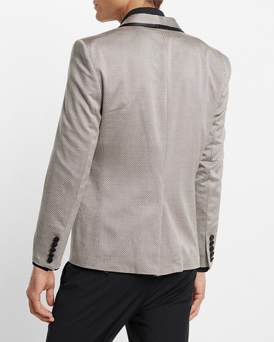NEW EXPRESS $298 NEUTRAL PRINT SLIM JACQUARD TUXEDO JACKET SZ 40R - Picture 4 of 7