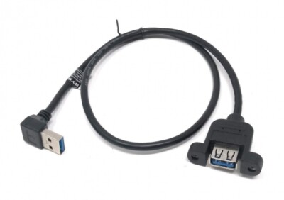 USB Typ A 3.0 Kabel Aufwärts gewinkelt auf USB Typ A 3.0 Panel Mount Kabel 60cm