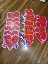 Valentines Day Decorations Die Cut Lot of 19 double Sided Heart decoration