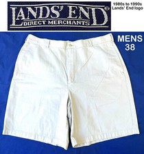 NOS Vintage 1980s Lands End Direct Merchants   Mens 38 White Chino Cotton Shorts