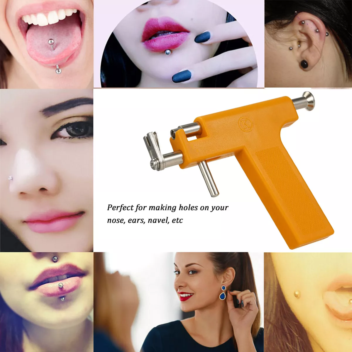 Professional Ear Nose Navel Body Piercing Gun Kit Tool with 98