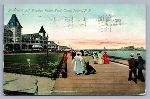 brighton boardwalk coney postcard brooklyn ny antique island hotel beach