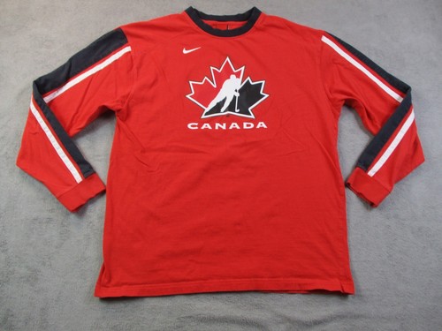 Vintage Nike Canada Hockey Sweatshirt Mens Medium RED Crew Neck Sweater Pullover - 第 1/15 張圖片