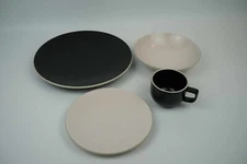 Sasaki Vignelli Colorstone Matte Pink - Matte Black Dishes - Your Choice