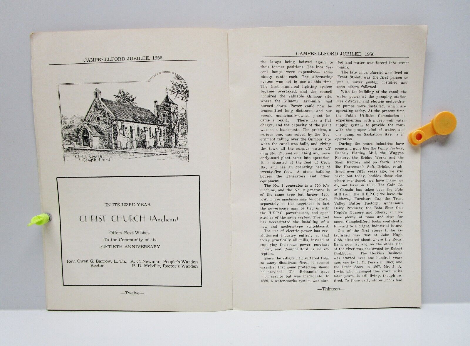 Vintage - A SOUVENIR OF CAMPBELLFORD (Ontario) GOLDEN JUBILEE Booklet  1906-1956