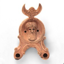 Lampada a olio romana con dio Nettuno - ceramica romana - Lucerna