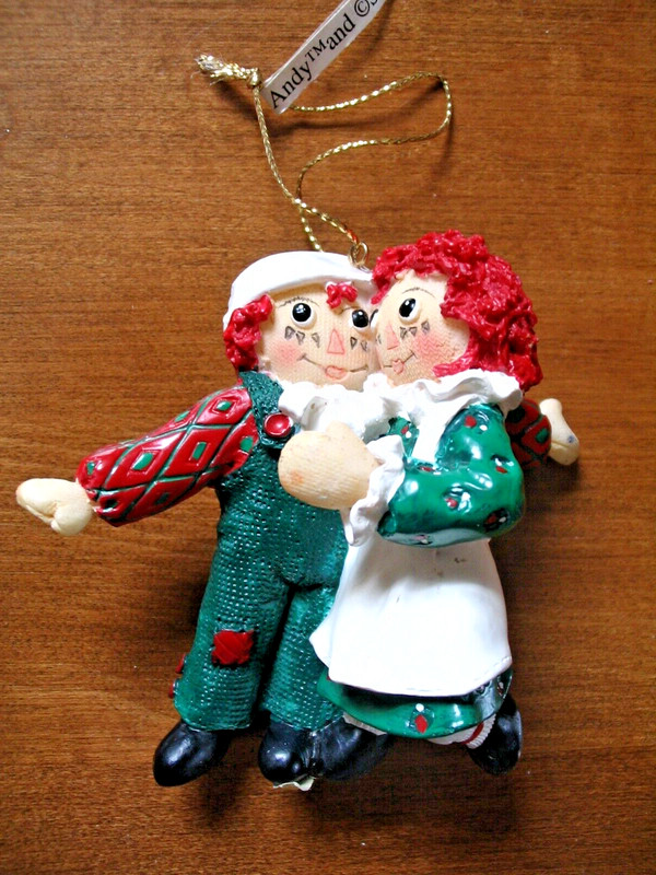 Vintage 1998 Simon & Schuster Raggedy Ann & Andy Christmas Ornament