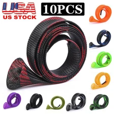 10Pcs Fishing Rod Sleeve Sock Cover Braided Mesh Protector Pole Spinning Casting
