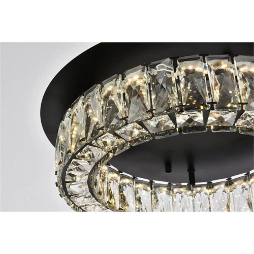 Elegant Lighting Monroe 18" Metal and Crystal LED Single Flush Mount in Black - Picture 5 of 8