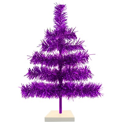 18'' Shiny Purple Christmas Feather Tinsel Tree Tabletop Holiday Tree 1.5FT Tall
