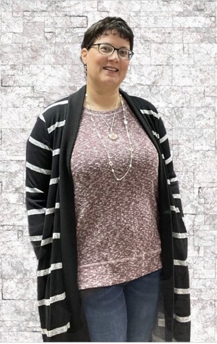 Charcoal Grey Wide Striped Cardigan 