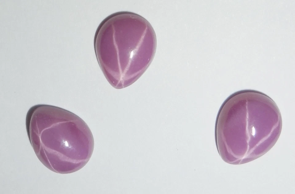 Opaque Star Ruby Pear 9x7 mm Cabochon 6 Rayed Lab-created Stone 1 piece Lot - Image 4 of 4