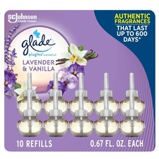 Glade PlugIns Refills Lavender Vanilla Essential Oils 6.7oz 10 Ct