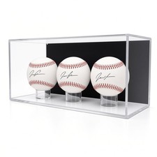 Acrylic Triple 3 Baseball Display Case Wall Mounting UV Protecting